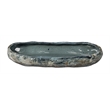 Maklaine Contemporary Handmade Reactive Glaze Ceramic Oval Bowl in Gray