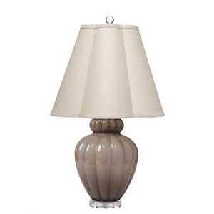 Maklaine Hand-Blown Gourd Glass Table Lamp With Linen Shade in Taupe