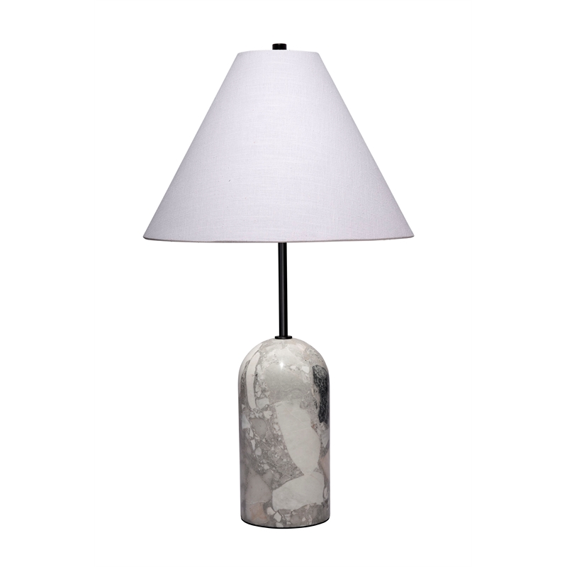 Maklaine Hand-Carved Natural Travertine Stone Table Lamp in Gray