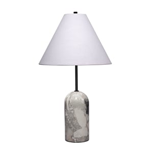 Maklaine Hand-Carved Natural Travertine Stone Table Lamp in Gray