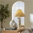 Maklaine Handmade Patterned Ceramic Table Lamp With Raffia Shade in Blue
