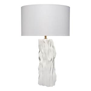 Maklaine Handmade Driftwood-Inspired Ceramic Table Lamp With Linen Shade - White