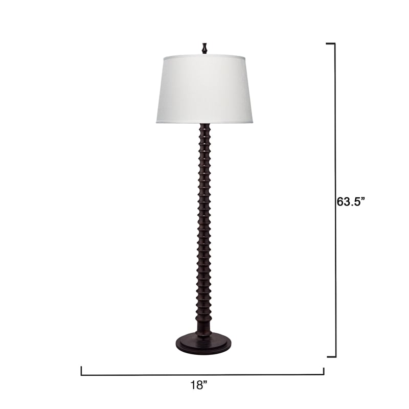 Maklaine Contemporary Hand-Carved Mango Wood 1-Light Floor Lamp in Black