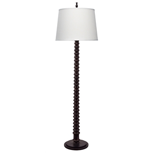Maklaine Contemporary Hand-Carved Mango Wood 1-Light Floor Lamp in Black