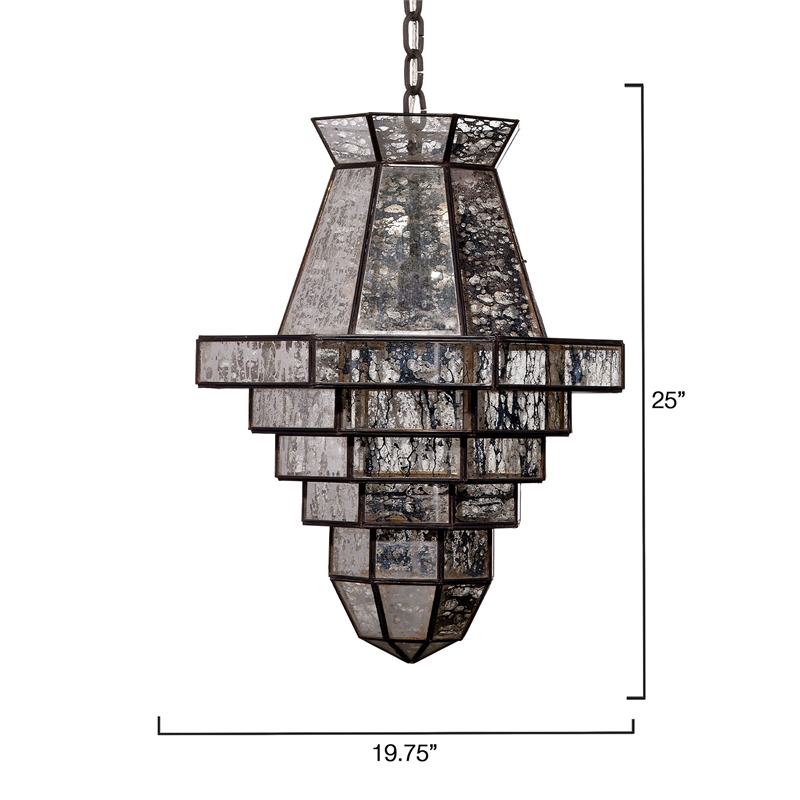 Maklaine 1-Light Handmade Antiqued Glass and Brass Pendant in Black