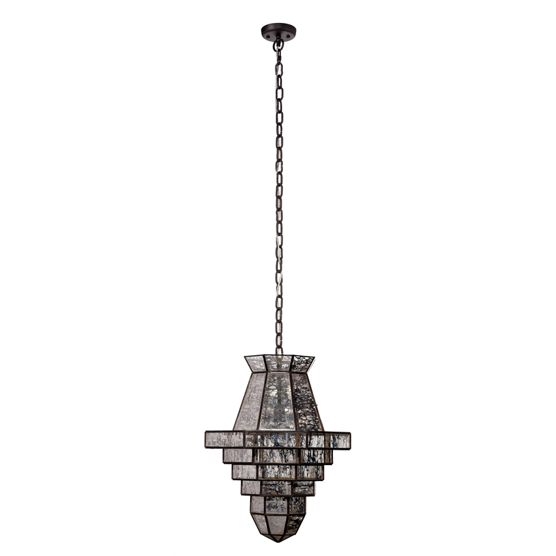 Maklaine 1-Light Handmade Antiqued Glass and Brass Pendant in Black