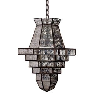 Maklaine 1-Light Handmade Antiqued Glass and Brass Pendant in Black