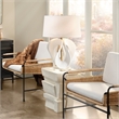 Maklaine Handcrafted Sculptural Resin Table Lamp With Linen Shade in White