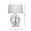 Maklaine Handcrafted Sculptural Resin Table Lamp With Linen Shade in White