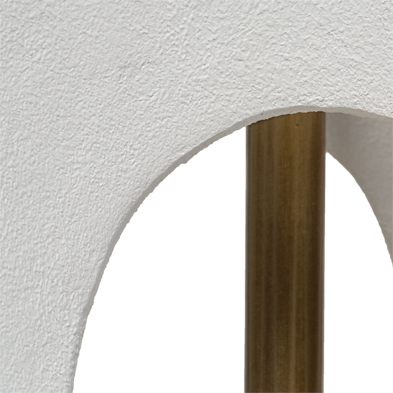 Maklaine Handcrafted Sculptural Resin Table Lamp With Linen Shade in White