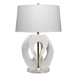 Maklaine Handcrafted Sculptural Resin Table Lamp With Linen Shade in White