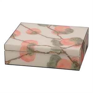 Maklaine Lacquered Paper Gold Leaf Accent Decorative Box in Orange