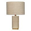 Maklaine Rattan Raffia-Wrapped Brass Table Lamp With Raffia Shade in Natural
