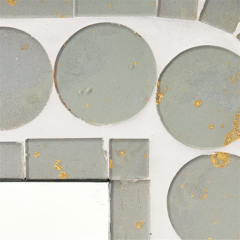 Maklaine Handcrafted Wood Glass Mosaic Rectangle Wall Mirror in Sage Green