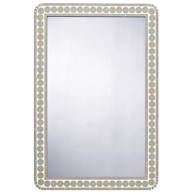 Maklaine Handcrafted Wood Glass Mosaic Rectangle Wall Mirror in Sage Green