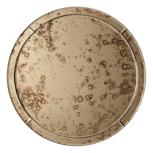Maklaine Small Handcrafted Antiqued Glass Round Wall Mirror in Antique Brass