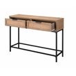 Maklaine 2-Drawer Coastal Wood and Rattan Iron Console Table in Brown/Black