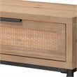 Maklaine 2-Drawer Coastal Wood and Rattan Iron Console Table in Brown/Black
