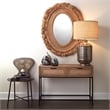 Maklaine 2-Drawer Coastal Wood and Rattan Iron Console Table in Brown/Black
