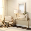 Maklaine 2-Drawer Faux Shagreen Leather and Iron Console Table in Cream