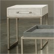 Maklaine Transitional Faux Shagreen Leather and Iron Side Table in Cream
