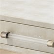 Maklaine Transitional Faux Shagreen Leather and Iron Side Table in Cream