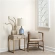 Maklaine Transitional Faux Shagreen Leather and Iron Side Table in Cream