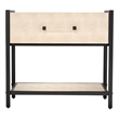 Maklaine Faux Shagreen Leather and Iron Side Table With Drawer in Taupe