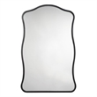 Maklaine Contemporary Hand-Forged Iron Wave-Edge Wall Mirror in Black
