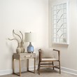 Maklaine Windowpane Hand-Carved Wood Rectangle Wall Mirror in Distressed White