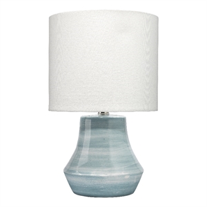 Maklaine 1-Light Handmade Swirl Ceramic Table Lamp With Linen Shade in Blue