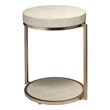 Maklaine Faux Shagreen Leather and Iron Accent Side Table in Ivory