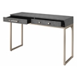 Maklaine 2-Drawer Faux Shagreen Leather and Iron Console Table in Gray