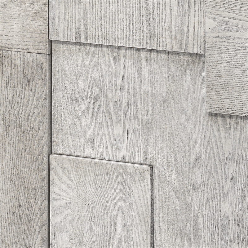Maklaine 2-Door Geometric Engineered Wood Accent Chest in Gray Wash