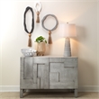 Maklaine 2-Door Geometric Engineered Wood Accent Chest in Gray Wash