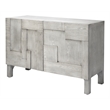 Maklaine 2-Door Geometric Engineered Wood Accent Chest in Gray Wash