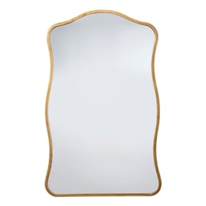 Maklaine Hand-Forged Iron Wave-Edge Wall Mirror in Antique Brass