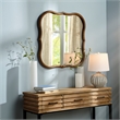 Maklaine Handcrafted MDF Wood Decorative Wall Mirror in Natural