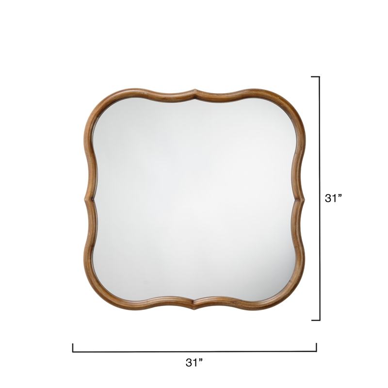 Maklaine Handcrafted MDF Wood Decorative Wall Mirror in Natural