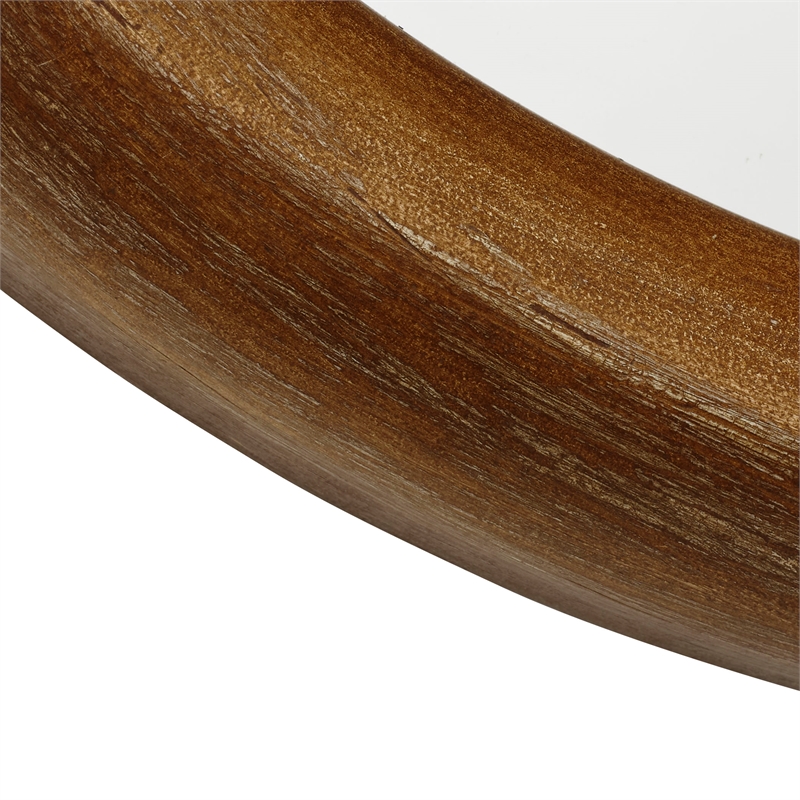 Maklaine Handcrafted MDF Wood Decorative Wall Mirror in Natural