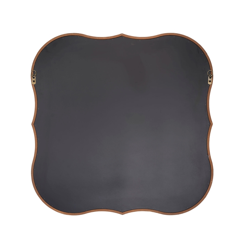 Maklaine Handcrafted MDF Wood Decorative Wall Mirror in Natural