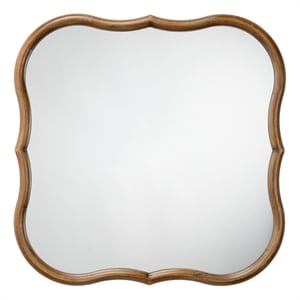 Maklaine Handcrafted MDF Wood Decorative Wall Mirror in Natural