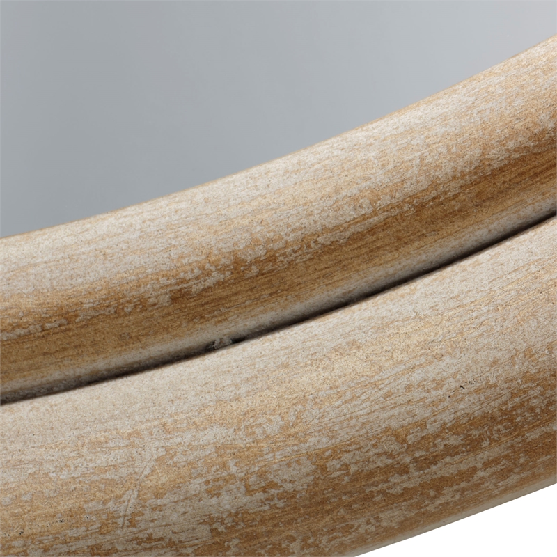 Maklaine Handcrafted Double-Banded Round Wood Wall Mirror in Natural