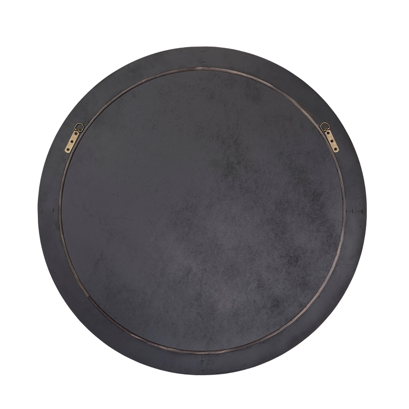 Maklaine Handcrafted Double-Banded Round Wood Wall Mirror in Natural