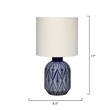 Maklaine Handmade Indigo Patterned Ceramic Table Lamp With Linen Shade