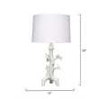Maklaine Handcrafted Resin Songbird Table Lamp With Linen Shade in White