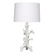 Maklaine Handcrafted Resin Songbird Table Lamp With Linen Shade in White