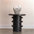 Maklaine Hand-Carved Mango Wood Architectural Side Table in Charcoal