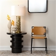 Maklaine Hand-Carved Mango Wood Architectural Side Table in Charcoal