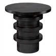 Maklaine Hand-Carved Mango Wood Architectural Side Table in Charcoal